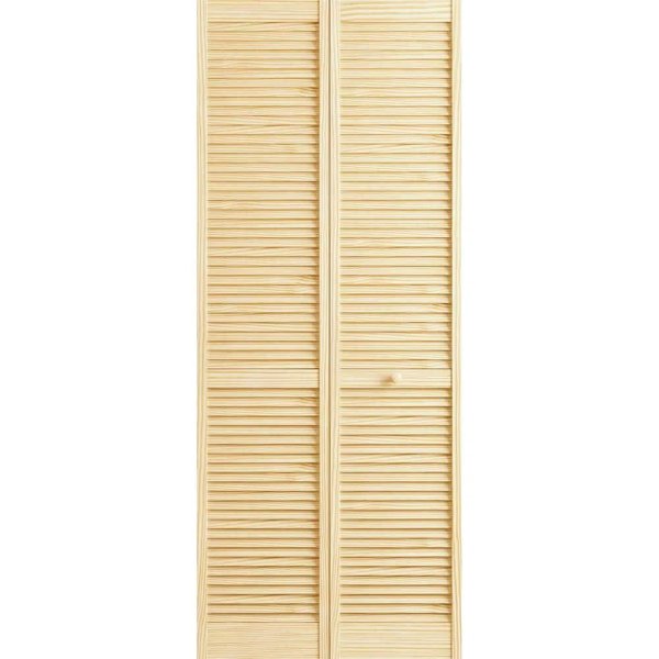 Veranda 30 in. x 80 in. Louver Pine Unfinished Interior Closet Bi-fold Door