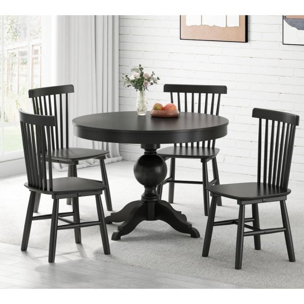 Style Well Windsor Black Wood Dining Chair (Set of 4)