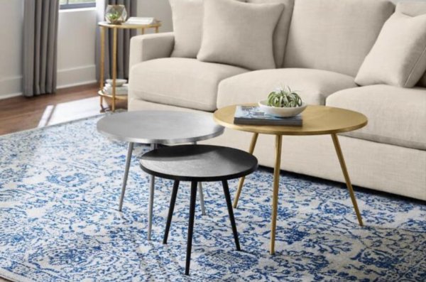 Gold, Silver and Dark Bronze Finish Metal Coffee Tables