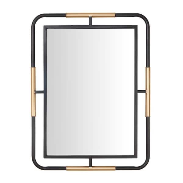 Medium Rectangle Black & Gold Modern Accent Mirror (32 in. H X 24 in. W)