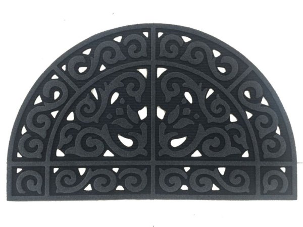 StyleWell All Season Half Medallion Gray 24 in. X 39 in. Rubber Semicircular Flocked Door Mat