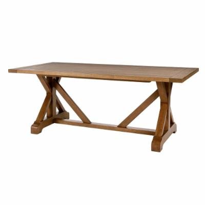 Aberwood Patina Oak Finish Wood Rectangle Trestle Dining Table for 6 (78.75 in. L X 30 in. H)