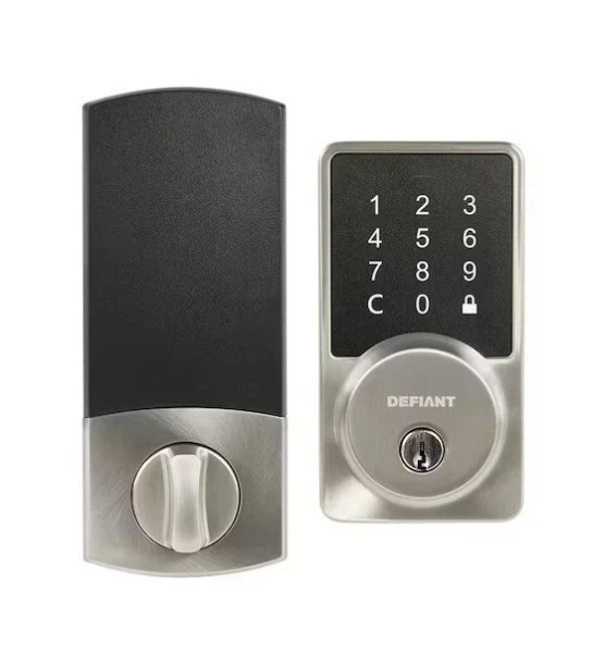 Square Satin Nickel Electronic Single Cylinder Deadbolt Wi-Fi Enabled Powered by Hubspace