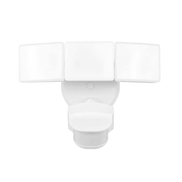 240-Degree White Motion Activated Integrated LED Outdoor Triple Head Flood Light