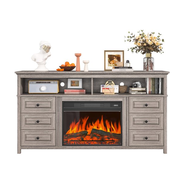60 " Fireplace TV Stand - Grey - ADB-012